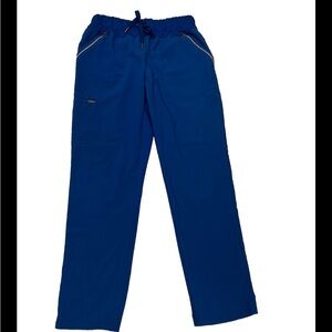 Cherokee Scrub Pants Royal Blue Cargo Pocket Zip Front Pockets Small Unisex